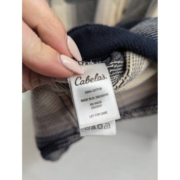 Cabela's Men's XL regular button up flannel, quality, cream black gray, heavy B6 - Picture 5 of 8